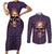 Skull Couples Matching Short Sleeve Bodycon Dress and Long Sleeve Button Shirts Hello Darkness My Old Friend - Horror Seamless Pattern Purple - Wonder Print Shop