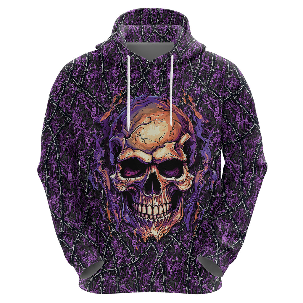 Skull Hoodie Hello Darkness My Old Friend - Horror Seamless Pattern Purple - Wonder Print Shop