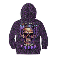 Skull Kid Hoodie Hello Darkness My Old Friend - Horror Seamless Pattern Purple - Wonder Print Shop