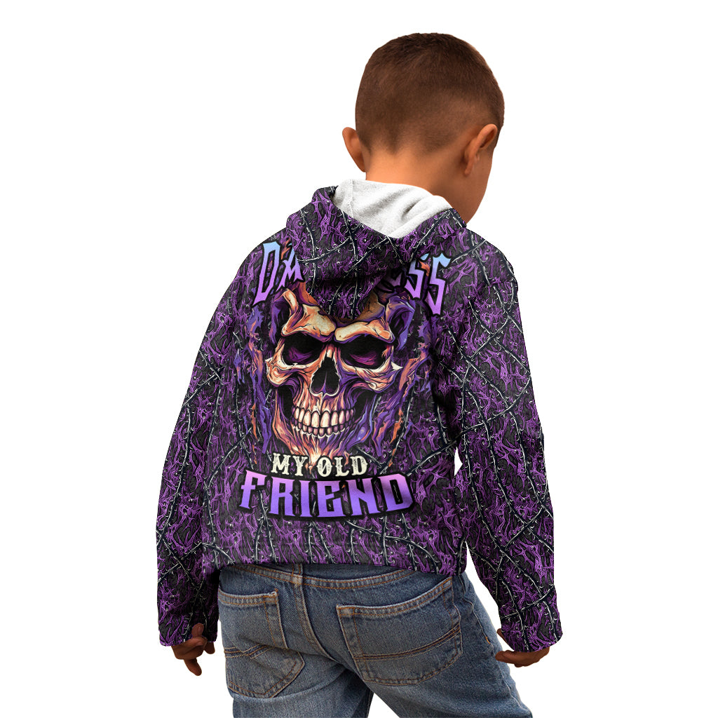 Skull Kid Hoodie Hello Darkness My Old Friend - Horror Seamless Pattern Purple - Wonder Print Shop