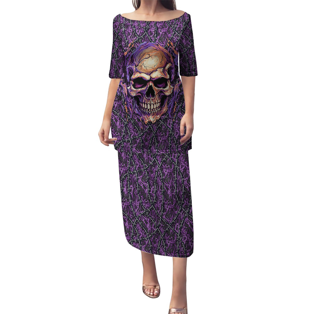 Skull Puletasi Hello Darkness My Old Friend - Horror Seamless Pattern Purple - Wonder Print Shop