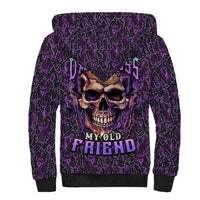 Skull Sherpa Hoodie Hello Darkness My Old Friend - Horror Seamless Pattern Purple - Wonder Print Shop