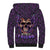 Skull Sherpa Hoodie Hello Darkness My Old Friend - Horror Seamless Pattern Purple - Wonder Print Shop