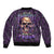 Skull Sleeve Zip Bomber Jacket Hello Darkness My Old Friend - Horror Seamless Pattern Purple - Wonder Print Shop