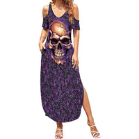 Skull Summer Maxi Dress Hello Darkness My Old Friend - Horror Seamless Pattern Purple - Wonder Print Shop