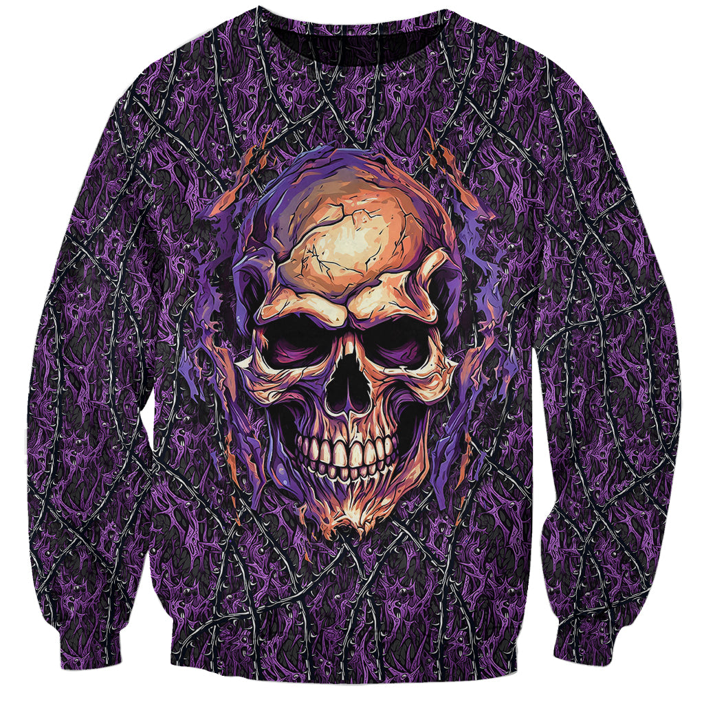 Skull Sweatshirt Hello Darkness My Old Friend - Horror Seamless Pattern Purple - Wonder Print Shop