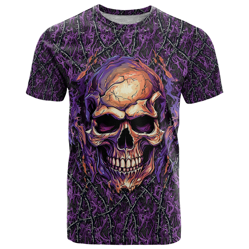 Skull T Shirt Hello Darkness My Old Friend - Horror Seamless Pattern Purple - Wonder Print Shop