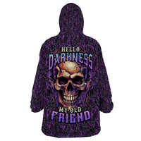 Skull Wearable Blanket Hoodie Hello Darkness My Old Friend - Horror Seamless Pattern Purple - Wonder Print Shop