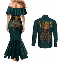 viking-couples-matching-mermaid-dress-and-long-sleeve-button-shirts-ravens-hugin-and-munin