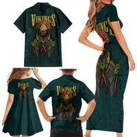 Viking Family Matching Short Sleeve Bodycon Dress and Hawaiian Shirt Ravens - Hugin And Munin - Wonder Print Shop