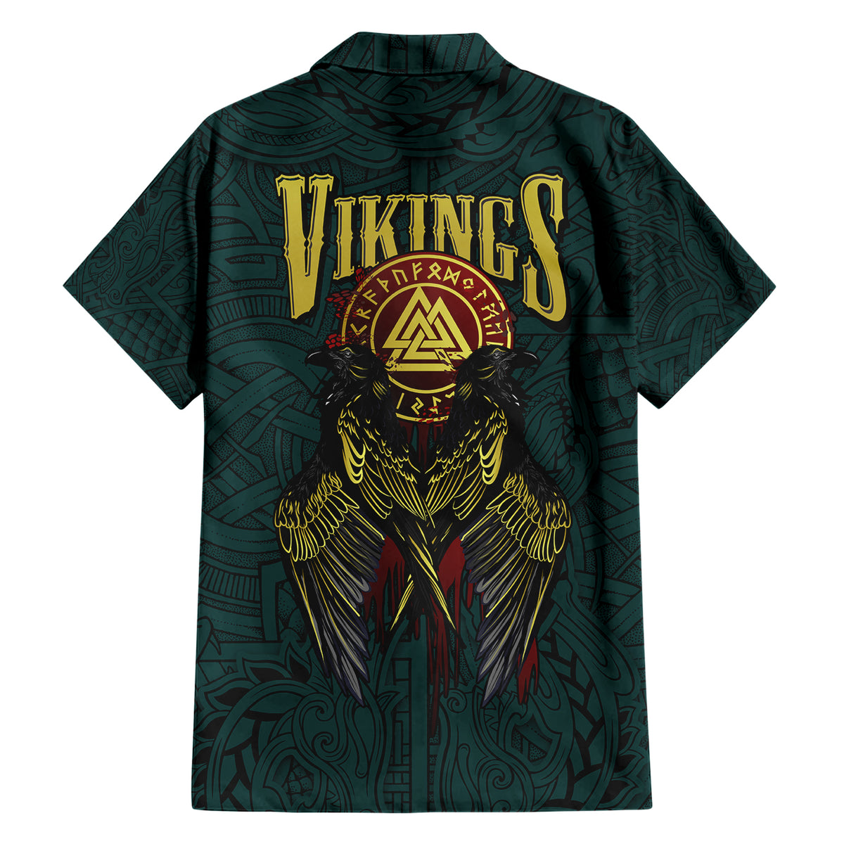 Viking Family Matching Short Sleeve Bodycon Dress and Hawaiian Shirt Ravens - Hugin And Munin - Wonder Print Shop