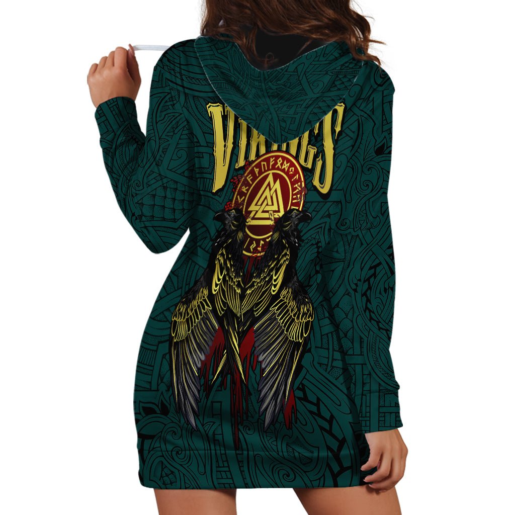 Viking Hoodie Dress Ravens - Hugin And Munin - Wonder Print Shop