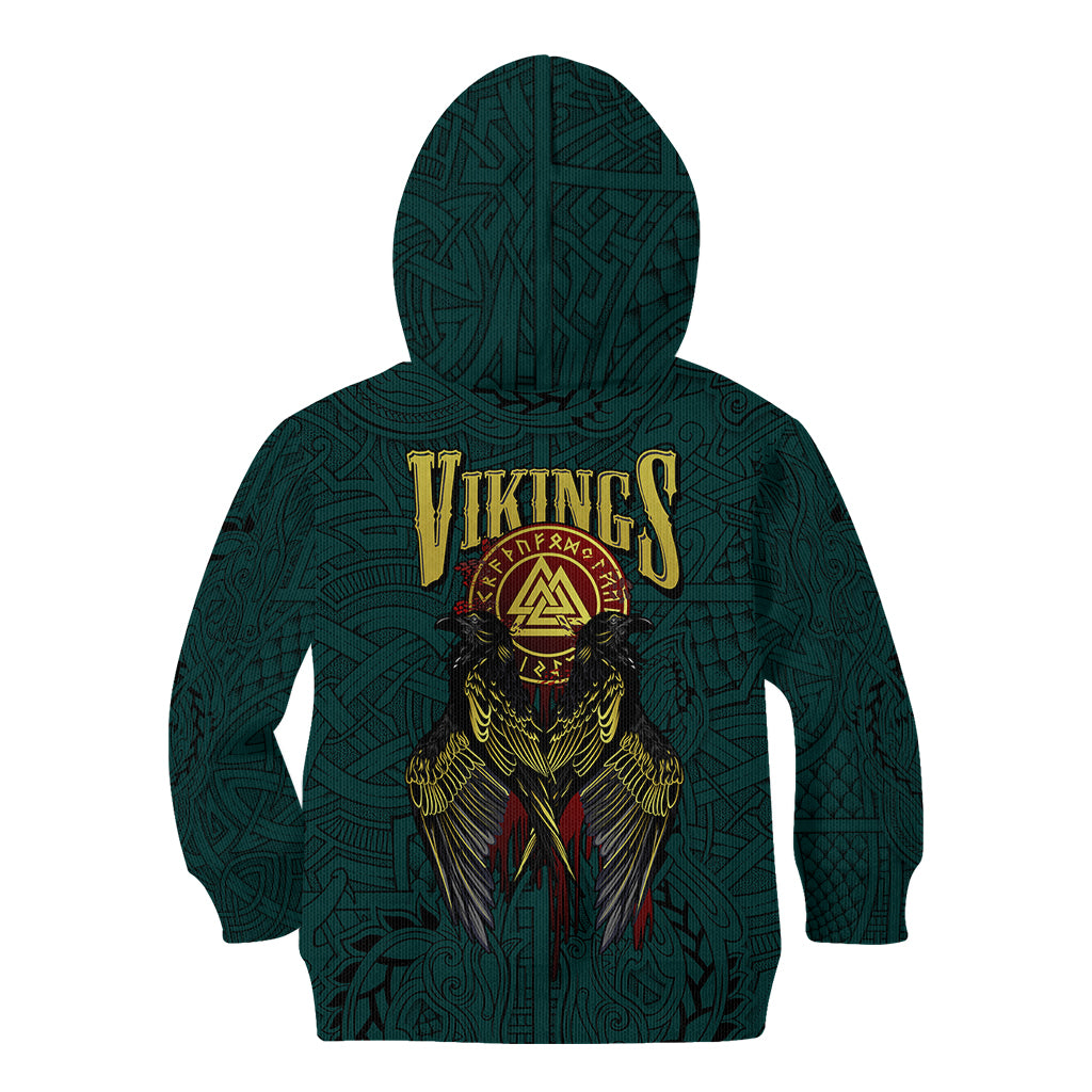 Viking Kid Hoodie Ravens - Hugin And Munin - Wonder Print Shop