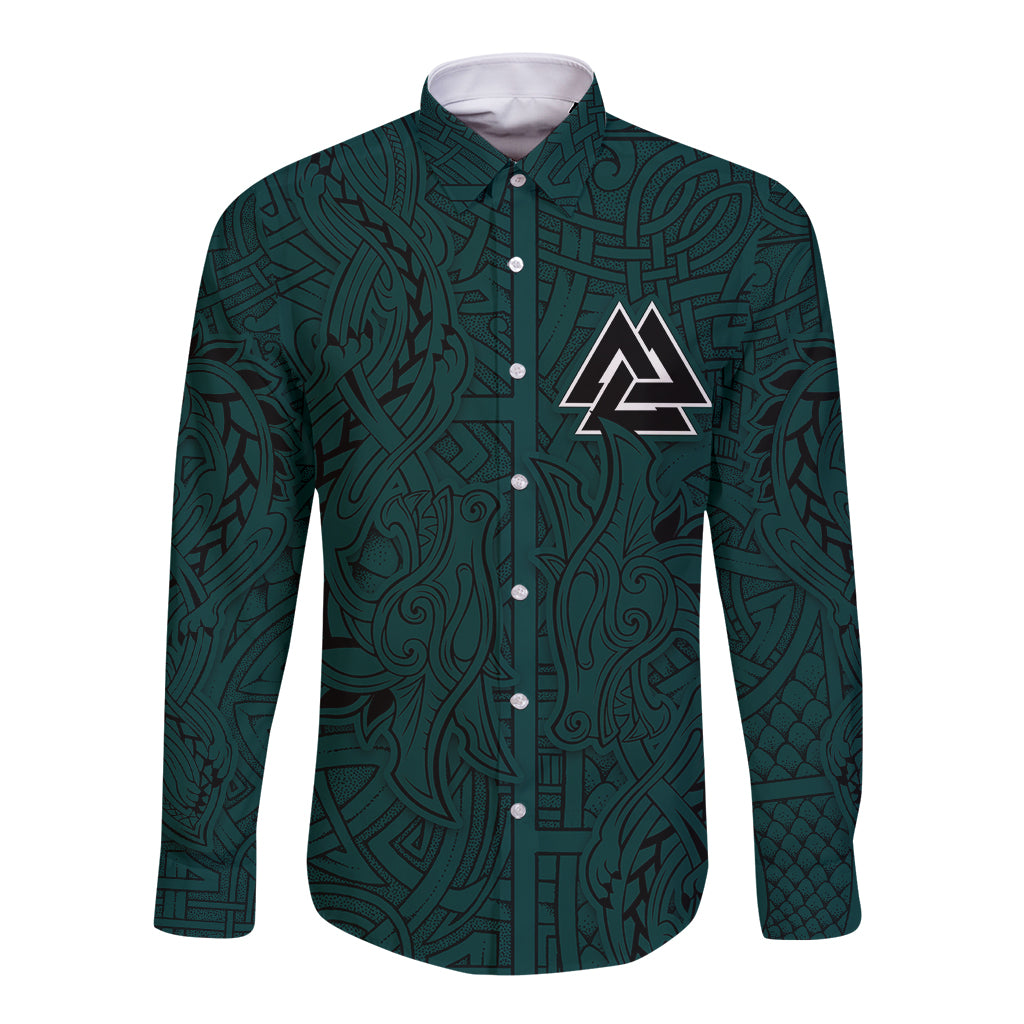 Viking Long Sleeve Button Shirt Ravens - Hugin And Munin - Wonder Print Shop