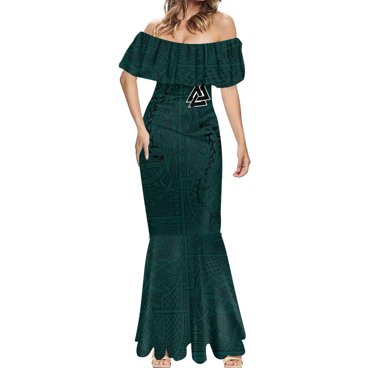 Viking Mermaid Dress Ravens - Hugin And Munin - Wonder Print Shop
