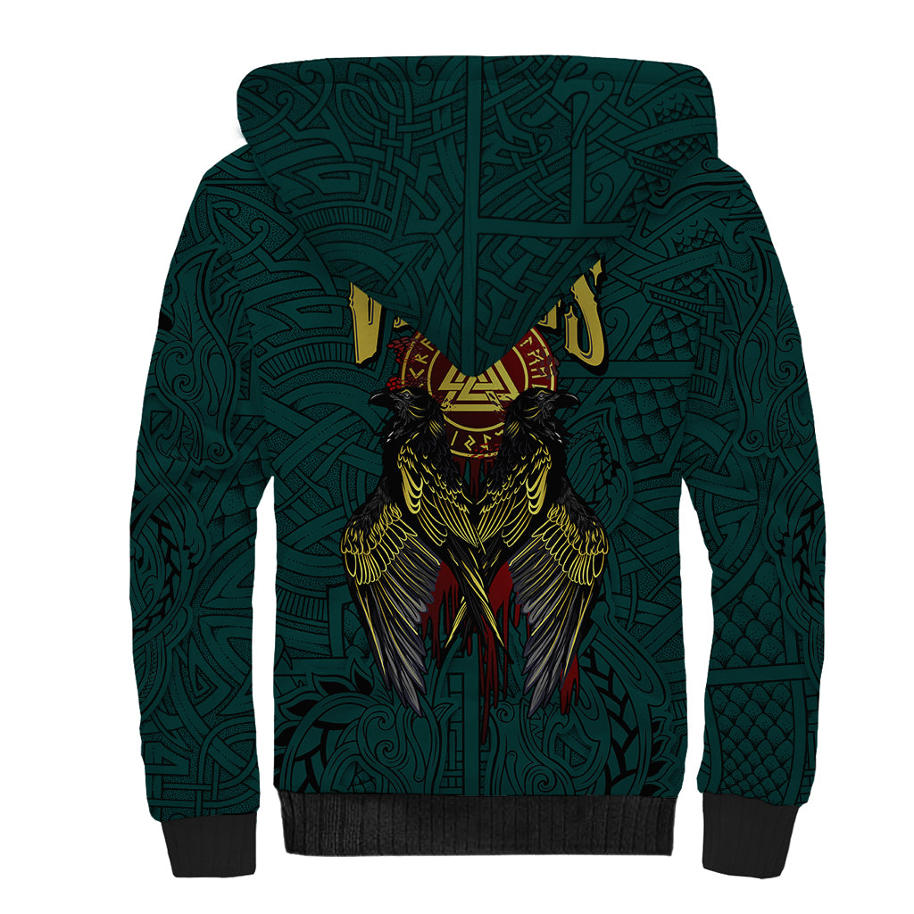 Viking Sherpa Hoodie Ravens - Hugin And Munin - Wonder Print Shop