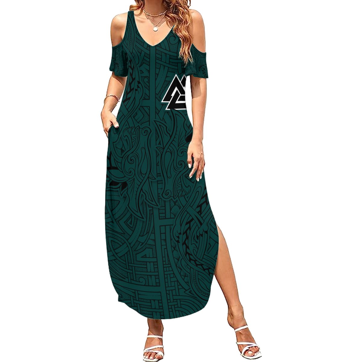 Viking Summer Maxi Dress Ravens - Hugin And Munin - Wonder Print Shop