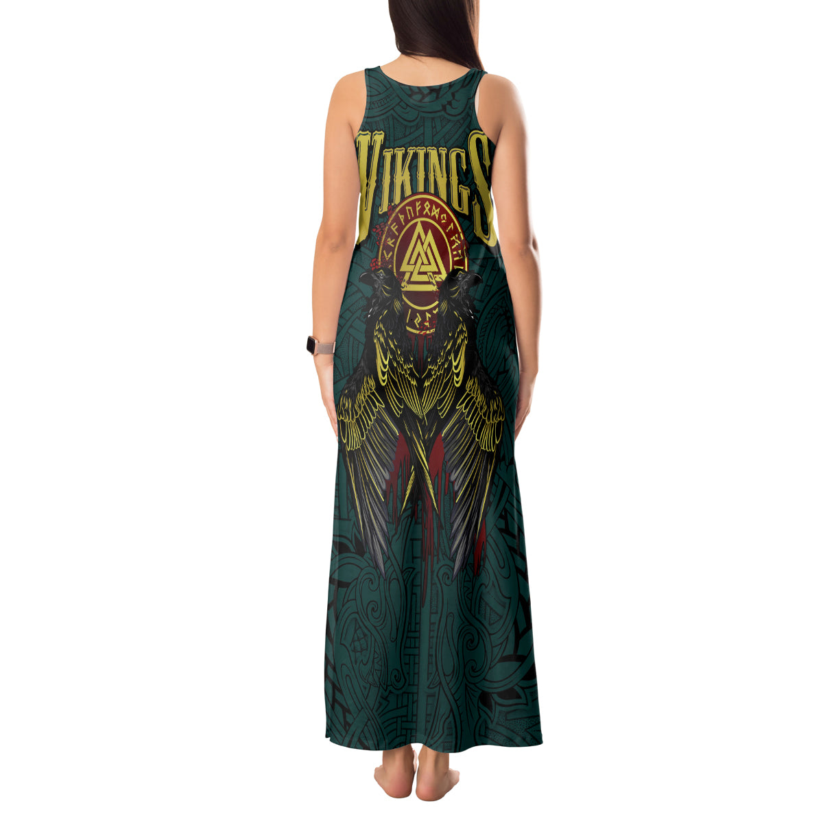 Viking Tank Maxi Dress Ravens - Hugin And Munin - Wonder Print Shop