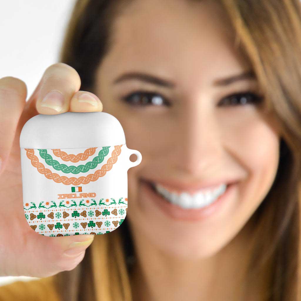 Ireland Christmas AirPods Case with Celtic Knot Shamrock and Tricolor Holiday Pattern - Wonder Print Shop