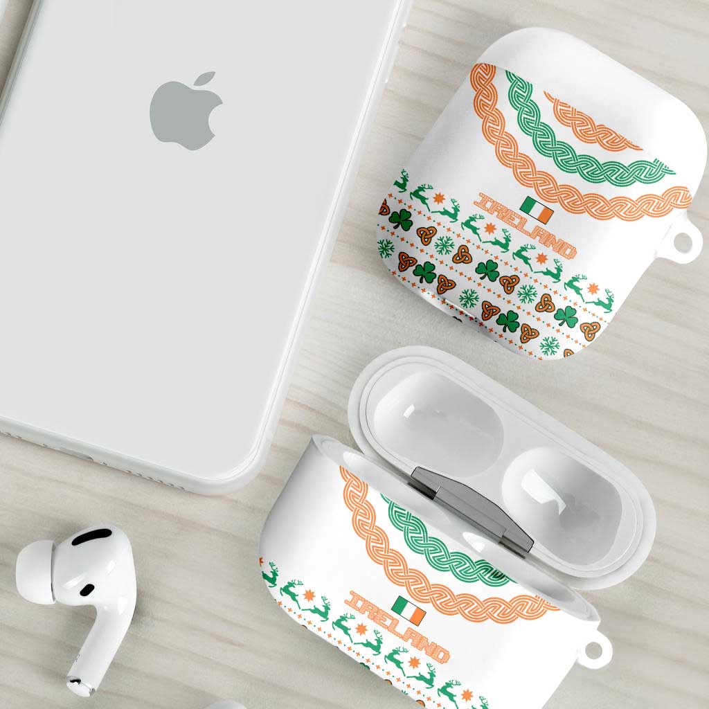 Ireland Christmas AirPods Case with Celtic Knot Shamrock and Tricolor Holiday Pattern - Wonder Print Shop