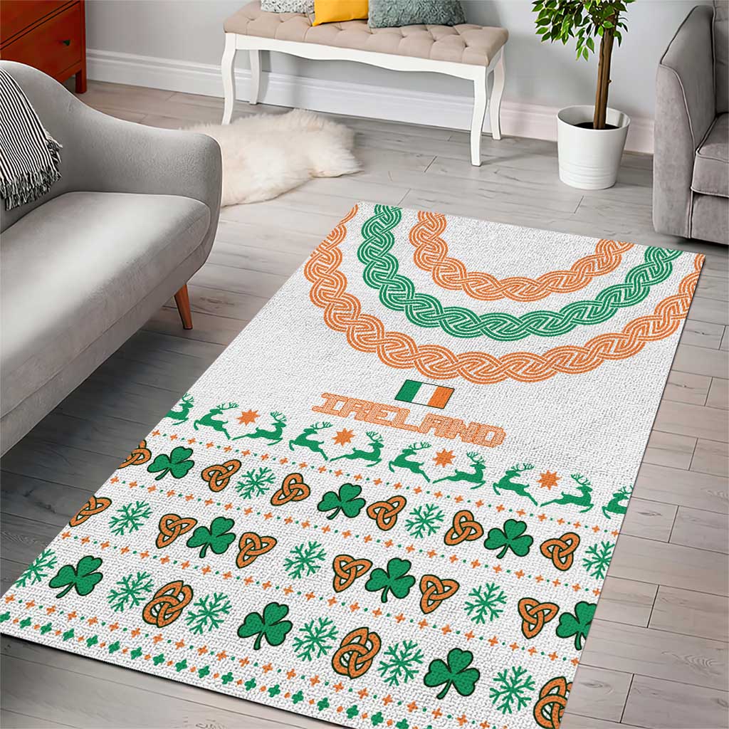 Ireland Christmas Area Rug with Celtic Knot Shamrock and Tricolor Holiday Pattern - Wonder Print Shop