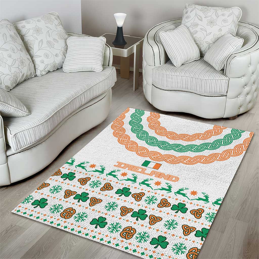 Ireland Christmas Area Rug with Celtic Knot Shamrock and Tricolor Holiday Pattern - Wonder Print Shop
