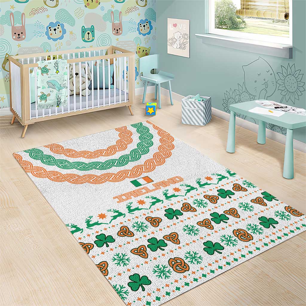 Ireland Christmas Area Rug with Celtic Knot Shamrock and Tricolor Holiday Pattern - Wonder Print Shop