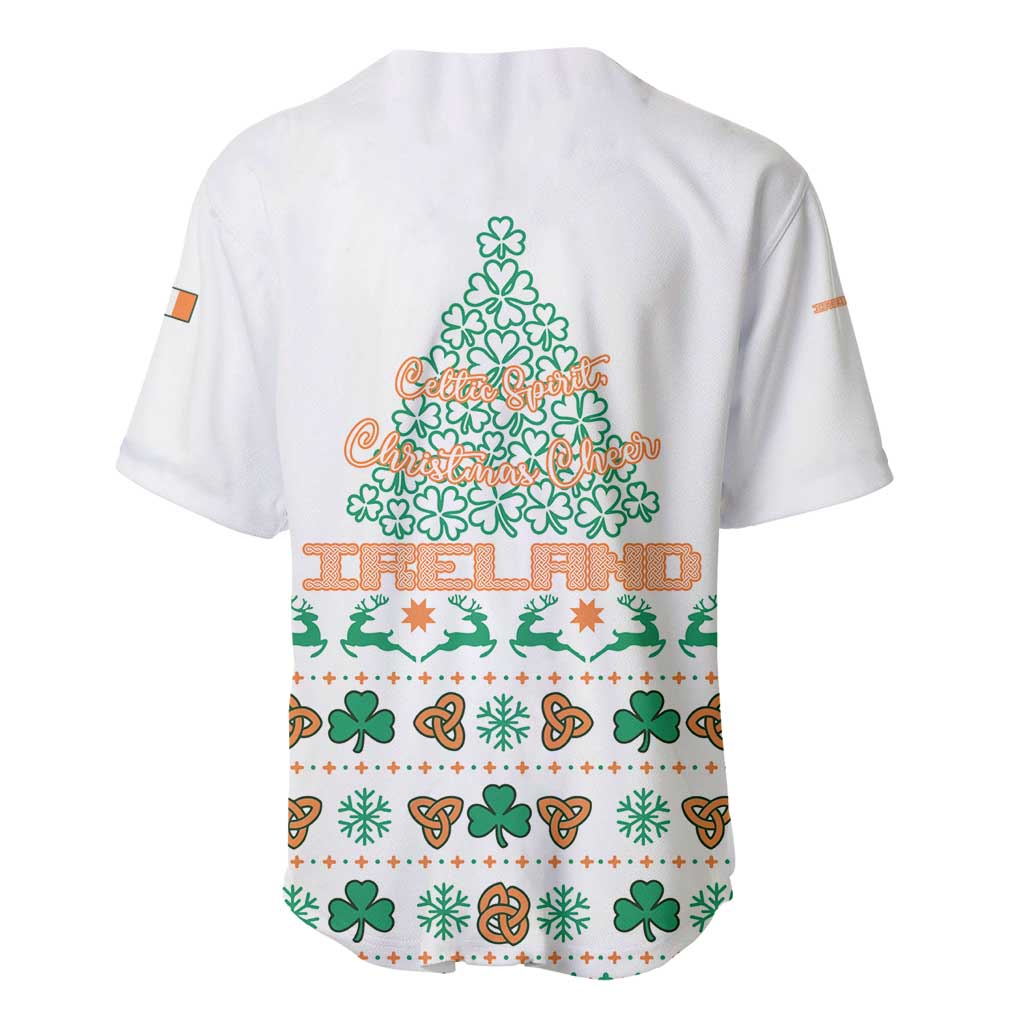Ireland Christmas Baseball Jersey with Celtic Knot Shamrock and Tricolor Holiday Pattern - Wonder Print Shop