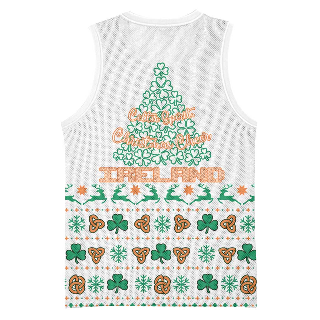 Ireland Christmas Basketball Jersey with Celtic Knot Shamrock and Tricolor Holiday Pattern - Wonder Print Shop