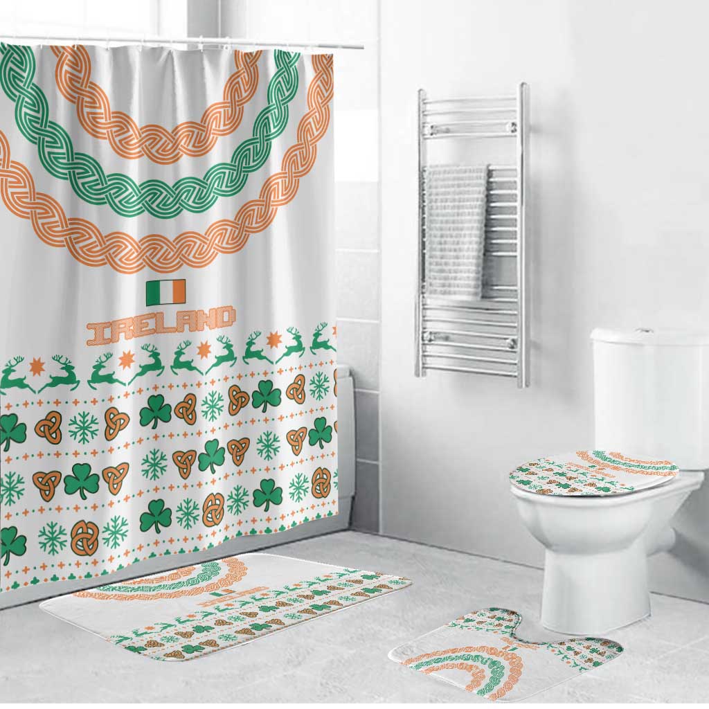 Ireland Christmas Bathroom Set with Celtic Knot Shamrock and Tricolor Holiday Pattern - Wonder Print Shop