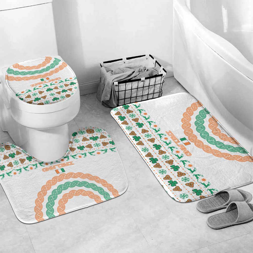 Ireland Christmas Bathroom Set with Celtic Knot Shamrock and Tricolor Holiday Pattern - Wonder Print Shop