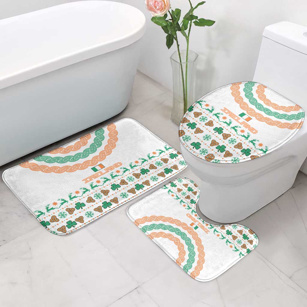 Ireland Christmas Bathroom Set with Celtic Knot Shamrock and Tricolor Holiday Pattern - Wonder Print Shop