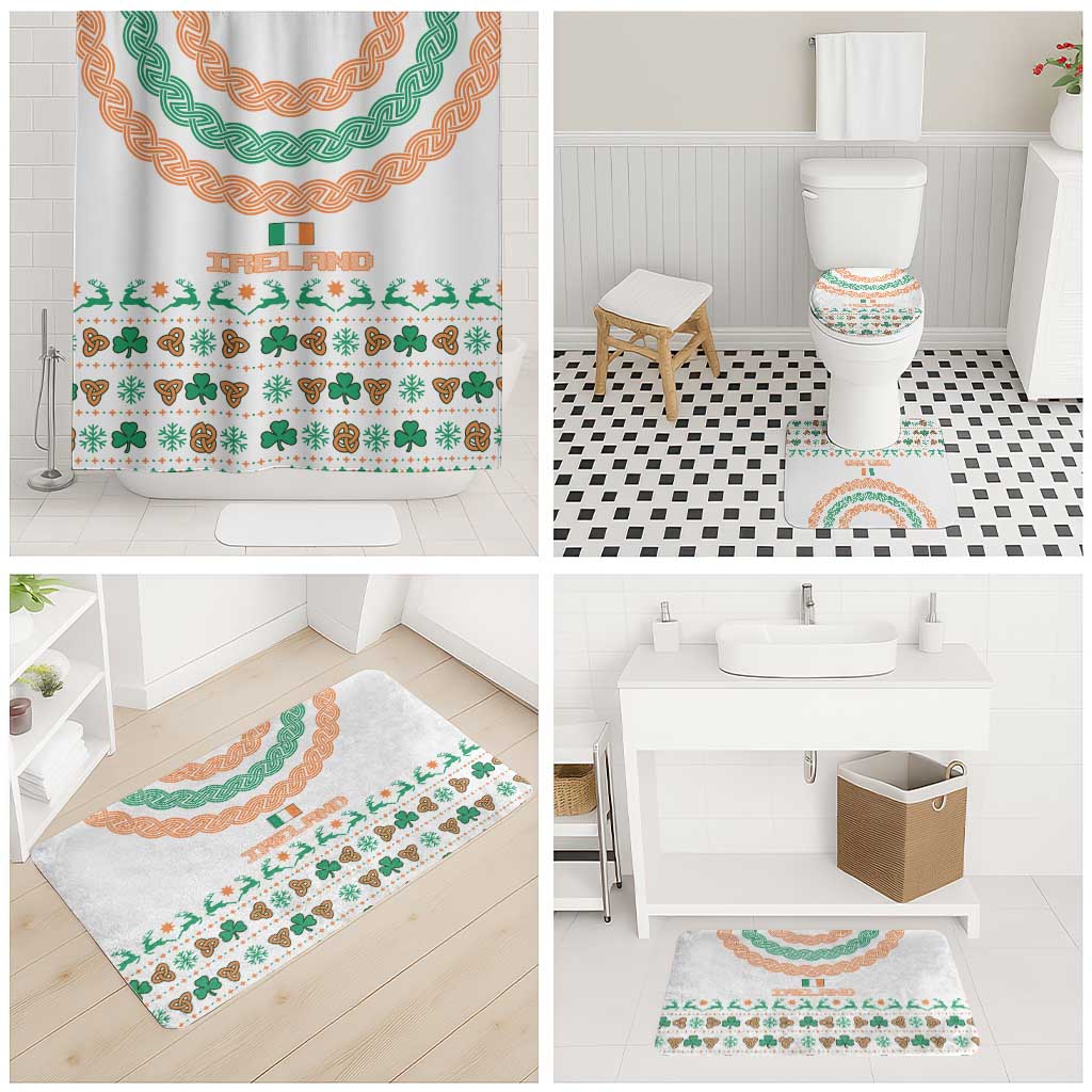 Ireland Christmas Bathroom Set with Celtic Knot Shamrock and Tricolor Holiday Pattern - Wonder Print Shop