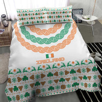 Ireland Christmas Bedding Set with Celtic Knot Shamrock and Tricolor Holiday Pattern - Wonder Print Shop