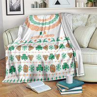 Ireland Christmas Blanket with Celtic Knot Shamrock and Tricolor Holiday Pattern - Wonder Print Shop
