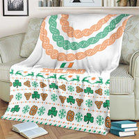 Ireland Christmas Blanket with Celtic Knot Shamrock and Tricolor Holiday Pattern - Wonder Print Shop
