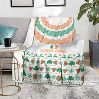 Ireland Christmas Blanket with Celtic Knot Shamrock and Tricolor Holiday Pattern - Wonder Print Shop