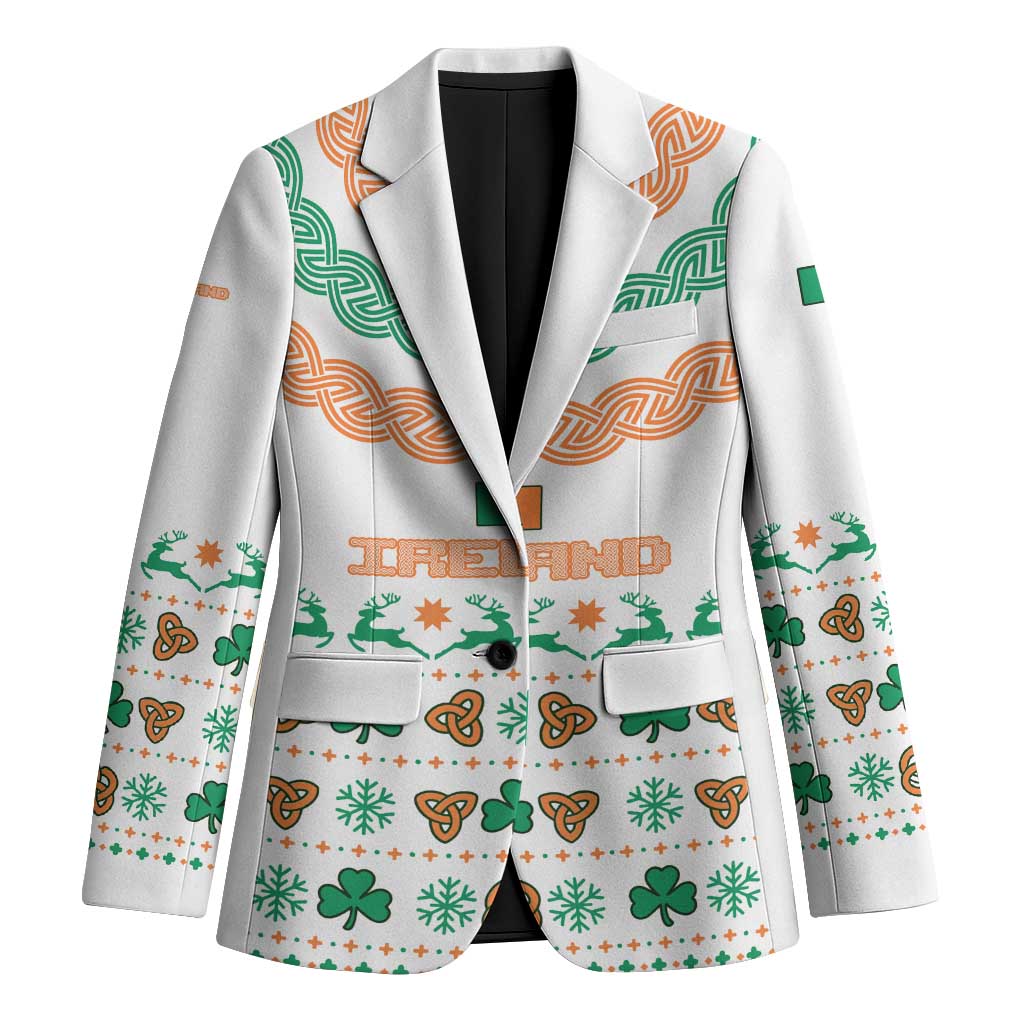Ireland Christmas Blazer with Celtic Knot Shamrock and Tricolor Holiday Pattern - Wonder Print Shop