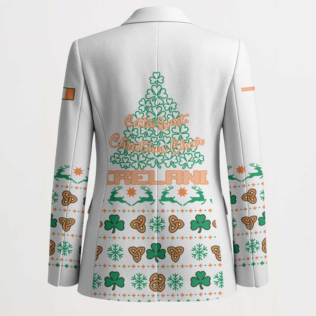 Ireland Christmas Blazer with Celtic Knot Shamrock and Tricolor Holiday Pattern - Wonder Print Shop