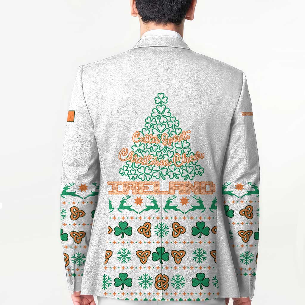 Ireland Christmas Blazer with Celtic Knot Shamrock and Tricolor Holiday Pattern - Wonder Print Shop