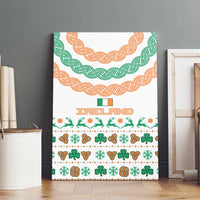 Ireland Christmas Canvas Wall Art with Celtic Knot Shamrock and Tricolor Holiday Pattern - Wonder Print Shop