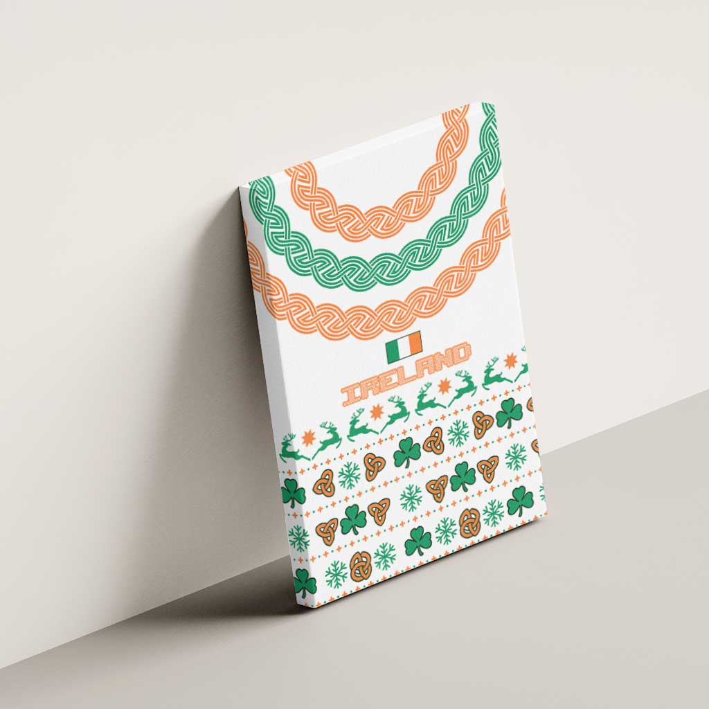 Ireland Christmas Canvas Wall Art with Celtic Knot Shamrock and Tricolor Holiday Pattern - Wonder Print Shop