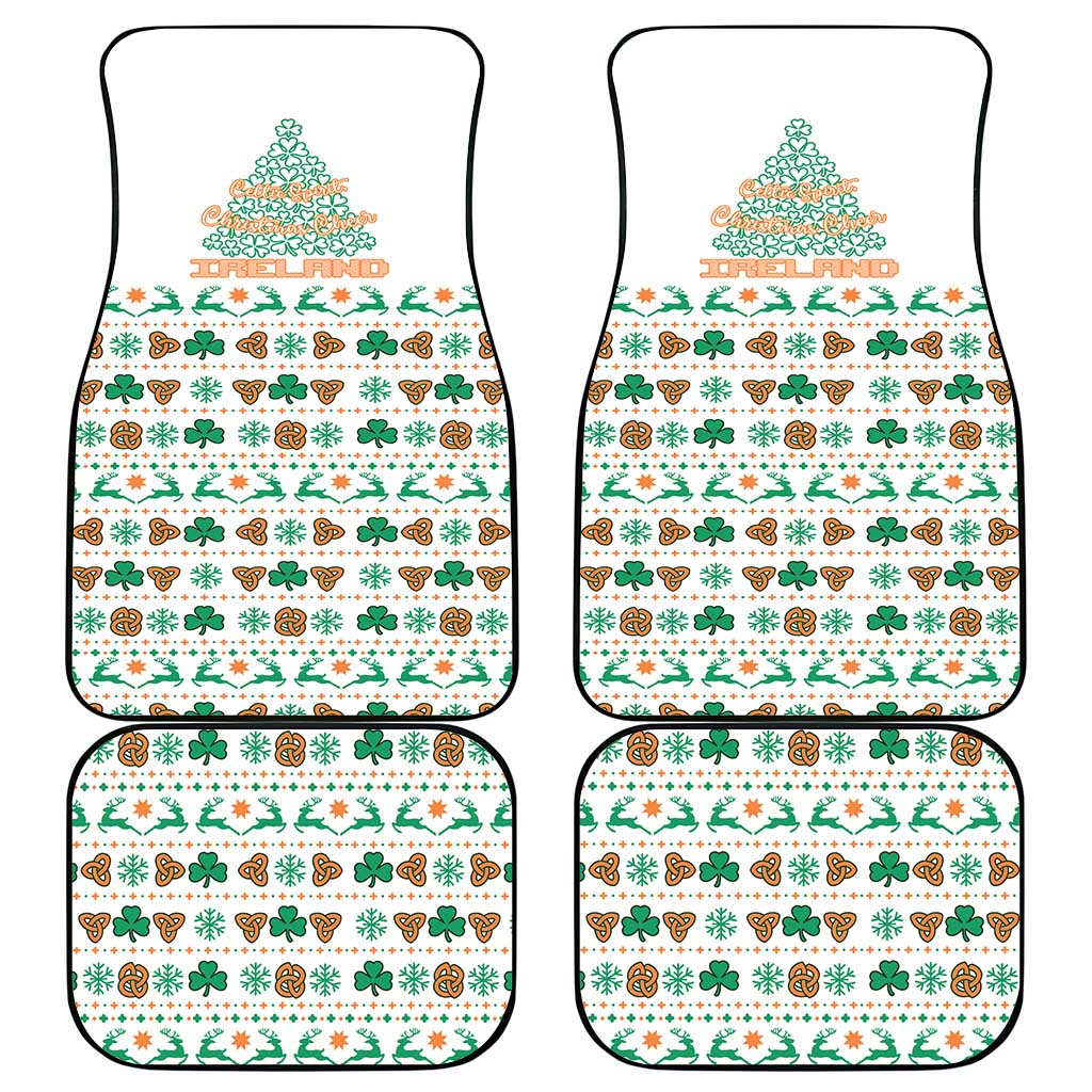 Ireland Christmas Car Mats with Celtic Knot Shamrock and Tricolor Holiday Pattern - Wonder Print Shop