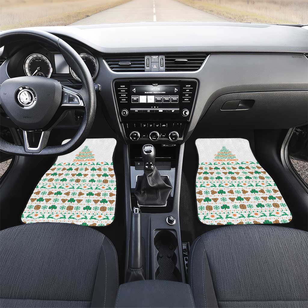Ireland Christmas Car Mats with Celtic Knot Shamrock and Tricolor Holiday Pattern - Wonder Print Shop