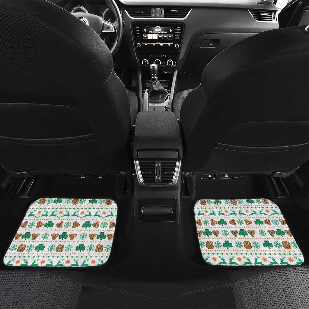 Ireland Christmas Car Mats with Celtic Knot Shamrock and Tricolor Holiday Pattern - Wonder Print Shop