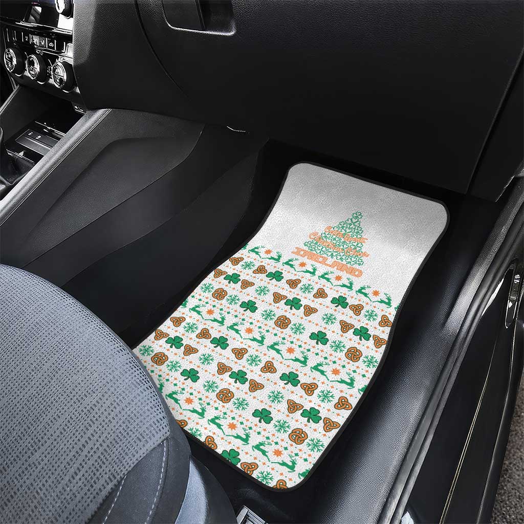 Ireland Christmas Car Mats with Celtic Knot Shamrock and Tricolor Holiday Pattern - Wonder Print Shop