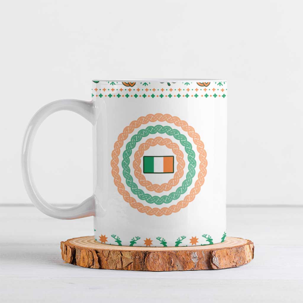 Ireland Christmas Ceramic Mug with Celtic Knot Shamrock and Tricolor Holiday Pattern - Wonder Print Shop