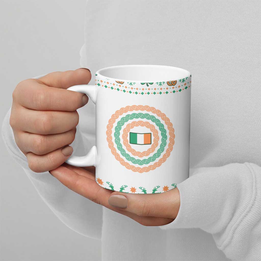 Ireland Christmas Ceramic Mug with Celtic Knot Shamrock and Tricolor Holiday Pattern - Wonder Print Shop