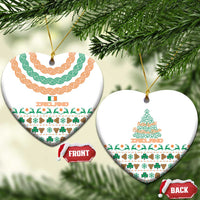 Ireland Christmas Ceramic Ornament with Celtic Knot Shamrock and Tricolor Holiday Pattern - Wonder Print Shop