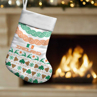 Ireland Christmas Stocking with Celtic Knot Shamrock and Tricolor Holiday Pattern - Wonder Print Shop